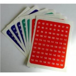 Zip Self Adhesive Numbers 1-160. 8mm. White numbers on red, blue and green background. Pack of 480. Each LAB/160
