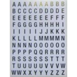 Ivy Self Adhesive Letters A-Z. 8mm. Black letters on white background. Pack of 220. Each