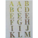Ivy Self Adhesive Letters A - Z. Holographic Gold on clear 23mm background