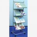 Deflecto 4-Shelf Free Stand Literature Display A3 Silver, Each.
