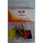 Zip Foldback Clips. 19mm. Pack of 5 assorted colours. Each. NS003