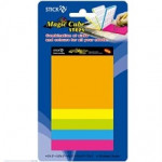 Stick'n™ Repositionable Notes. Magic Cube Steps. 5 Neon Colours. 5 Different Sizes. 150 sheets. Each