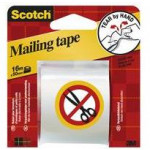 Scotch ® Tear by Hand Mailing Tape. 70 micron polypropylene film. 48mm x 16m