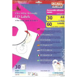 Decadry CD/DVD Removable Labels, 117 x 41mm, Pack of 60 labels