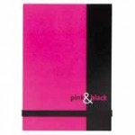 Oxford Pink & Black Elasticated Notebook, Pack of 10