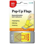 Stick'n™ Repositionable Pop Up Flags. Sign Here. Yellow. 45 x 25mm. Pad of 50 sheets. Each