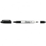 Sharpie Twin Tip Permanent Markers, Black, Pack of 12, S0811100