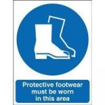 Protective Footwear Must Be Worn In This Area 60X45mm Self Adhesive, Each