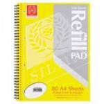 Silvine Twin-Wire Refill Pad, 4 Holes Ruled, Feint & Margin, Pack of 6