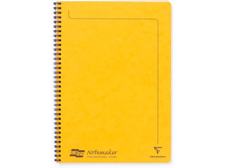 Clairefontaine Europa Notemaker Wiro Notebook A4 90gsm 120 Page Yellow