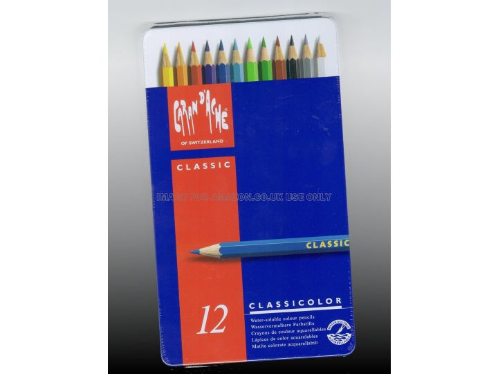 Caran D'Ache Classicolor Colour Pencils, Tin of 12 Water-soluble