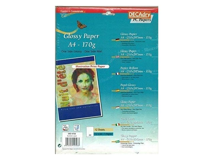 Decadry Glossy Inkjet Photo Paper, 170gsm