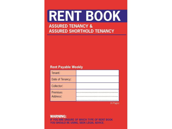 Rent Book Assured Tenancy and Assured Shorthold Tenancy 16 Pages, Red Cover