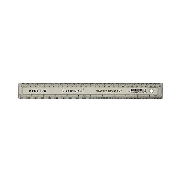Q Connect Ruler Shatterproof 30cm Clear