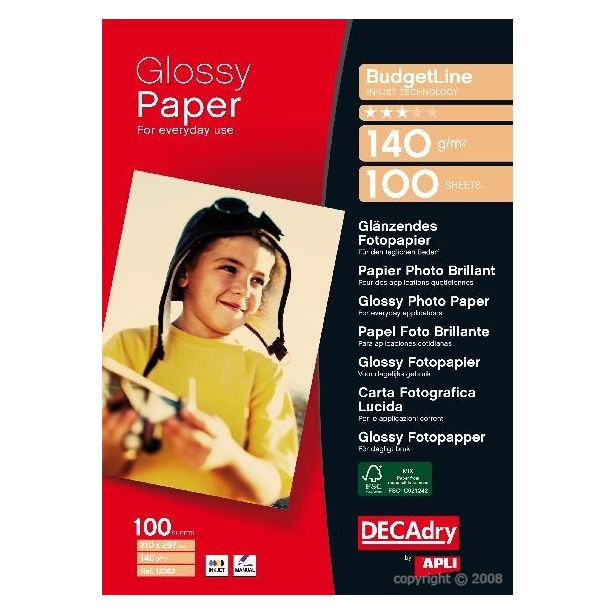Decadry Glossy Photo Paper. A4. 140gsm