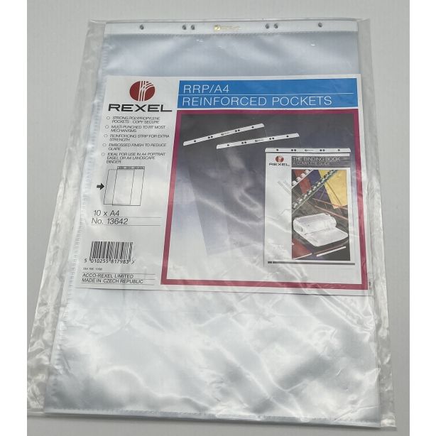 Rexel Clearview Portrait Easel Refill Pockets A4, Pack of 10