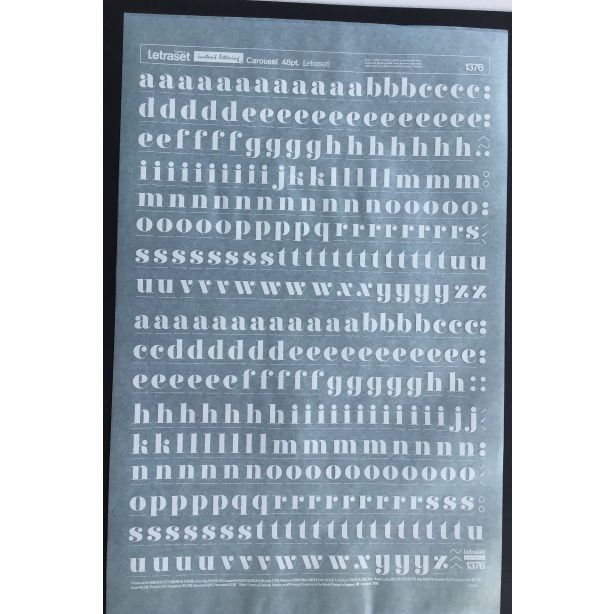 Letraset White 1376W 48pt. Carousel Lower Case Letters