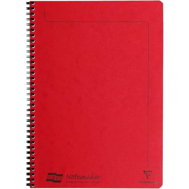 Clairefontaine Europa Notemaker Wiro Notebook A4 90gsm 120 Page Red
