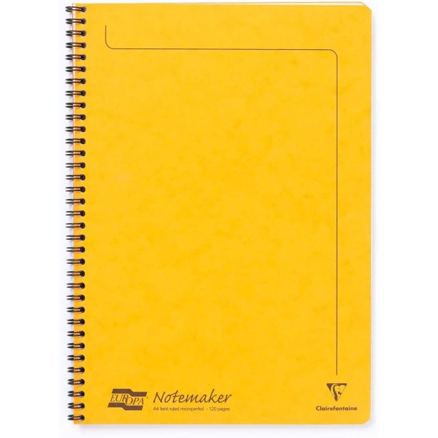 Clairefontaine Europa Notemaker Wiro Notebook A4 90gsm 120 Page Yellow
