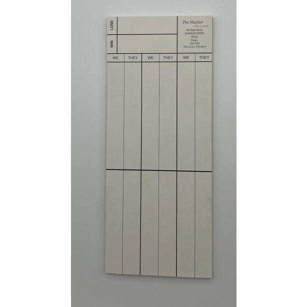 Bridge Score Cards, Two Pads of 50 Sheets