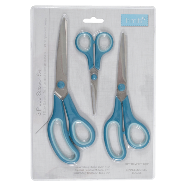 Scherenset Scissors with Soft Grip Handles, Pack of 3
