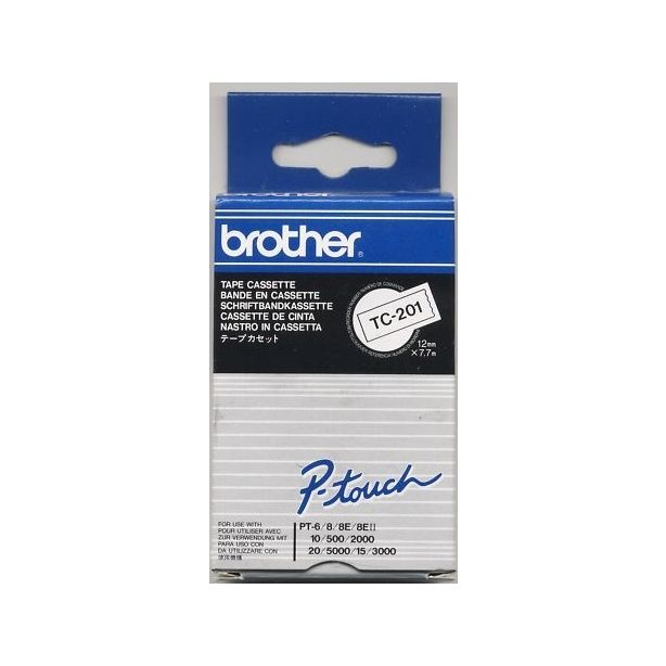 Brother P-Touch Tape TC-201 Black on White