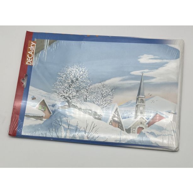 Decadry Christmas 3 Fold Event Cards A4 White Village Pack of 25 Sheets