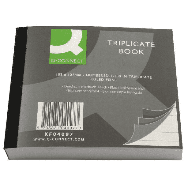 Q Connect Triplicate Book, 102 x 127mm (4 x 5'')