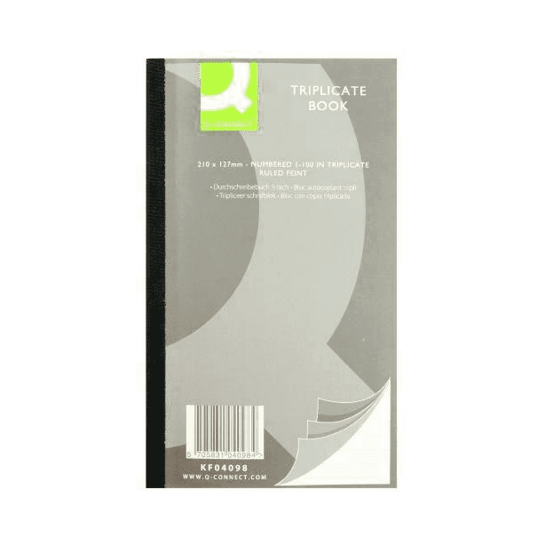 Q Connect Triplicate Book, 210 x 127mm (8.25 x 5'')