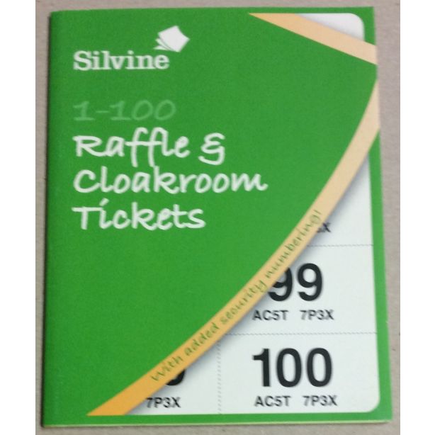 Silvine Cloakroom and Raffle Tickets 1-100, Pack of 72 books