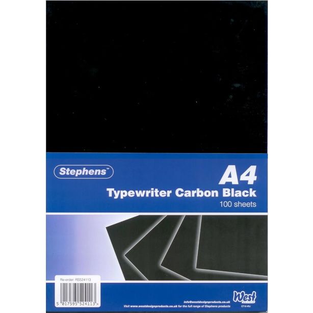 Stephens Typewriter Carbon Paper A4 Black 40gsm Pack of 100 Sheets