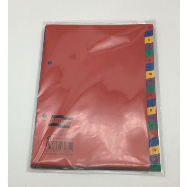Europa A5 Dividers, A-Z (20 Part), 2 Hole Punched
