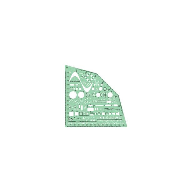Linex Electro Template, Pen 0.35mm, Electric Wiring Diagrams, 155x155mm (DIN40717, ISO617, BS3939)
