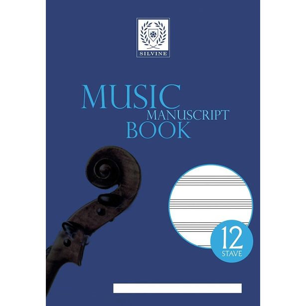 Silvine Music Manuscript Book, 12 Stave Portrait, A4, Pack of 10