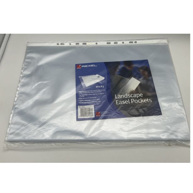 Rexel Clearview Landscape Easel Refill Pockets A3, Pack of 10 