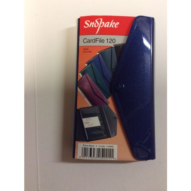 Snopake CardFile 120 Zeon Blue, Business card wallet holds 120 cards, popper closure