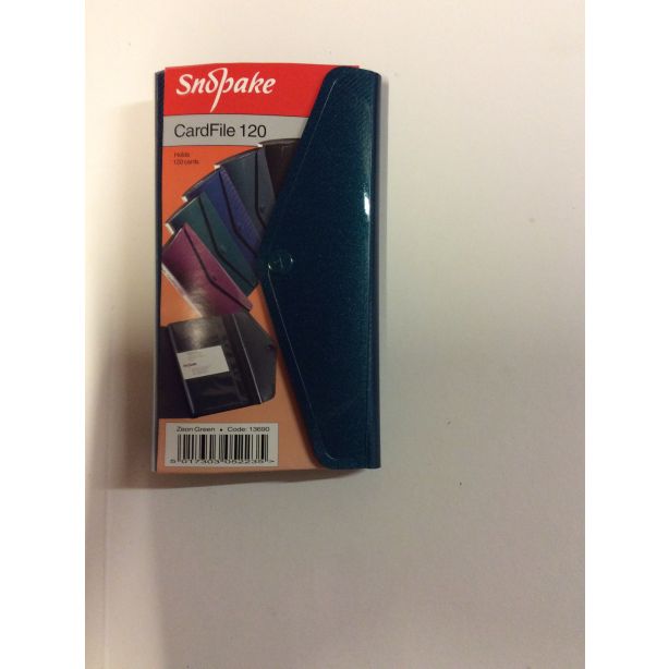 Snopake CardFile 120 Zeon Green, Business card wallet holds 120 cards, popper closure