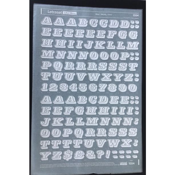 Letraset White 1554W 60pt. Profil Capital Letters