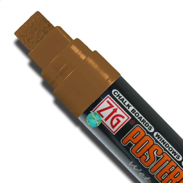 Zig Posterman Brown Wet Wipe Markers. 15mm Broad Tip