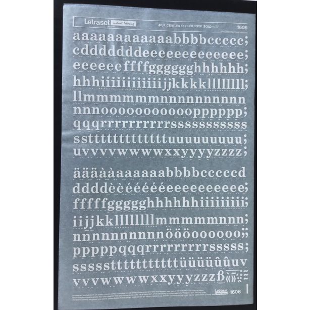Letraset White 1606W 48pt. Century Schoolbook Bold Lower Case