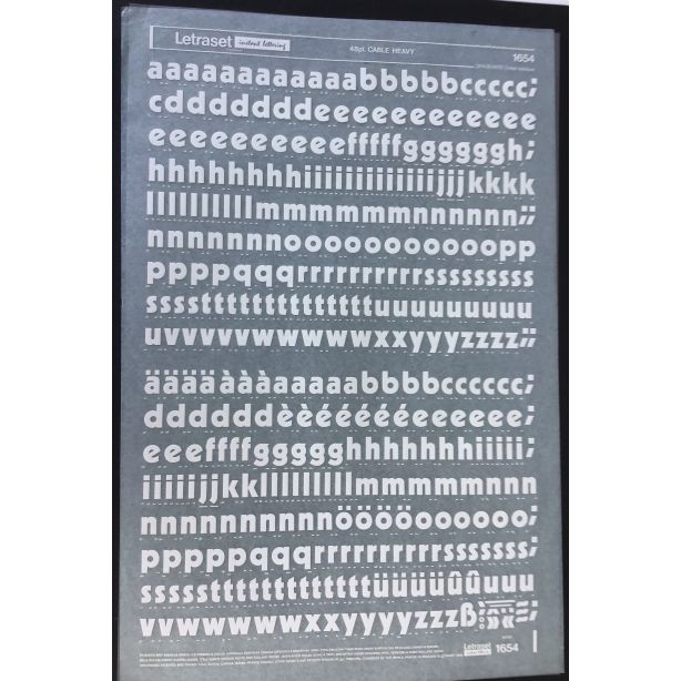 Letraset White 1654 48pt. Cable Heavy Lower Case Letters