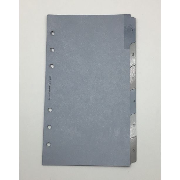Filofax Personal 1-6 Dividers Organiser Refill, Blue & Grey