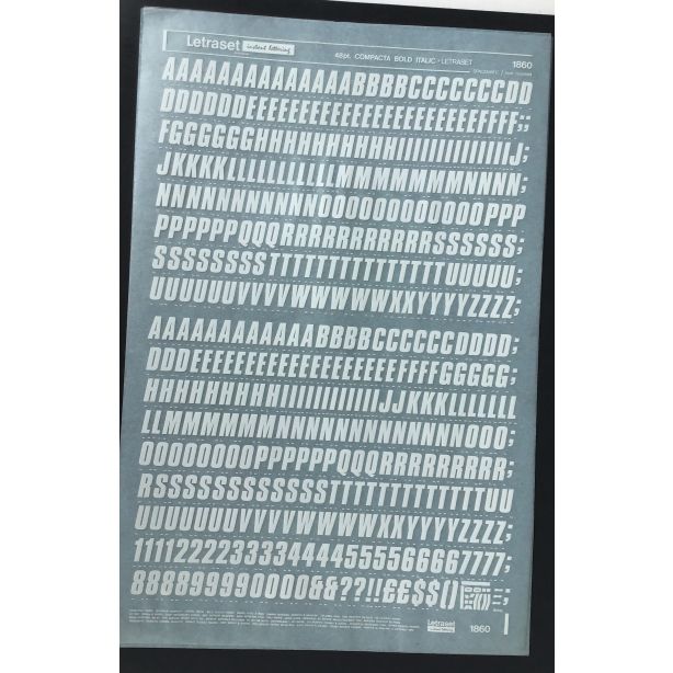 Letraset White 1860W 48pt. Compacta Bold Italic Capital Letters