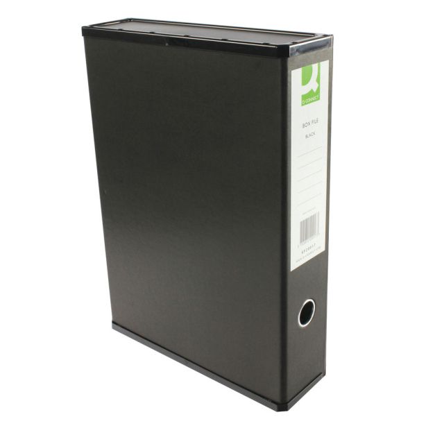 Q Connect Box File, Foolscap, Black, Pack of 5.