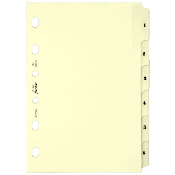 Filofax Pocket 1-6 Index Organiser Refill 211670