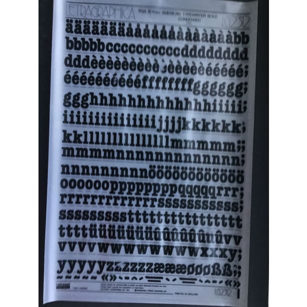 Letraset Letragraphica 2312 60pt. American Typewriter Bold Condensed 15.4mm