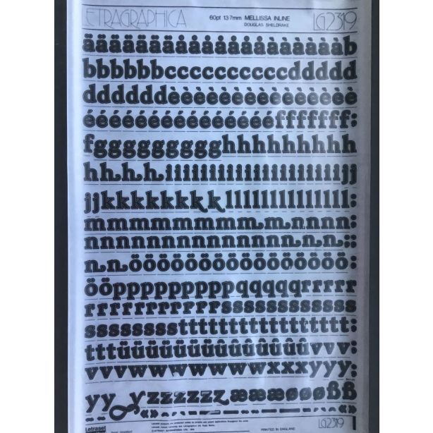 Letraset Letragraphica 2319 60pt. Mellissa Inline 13.7mm