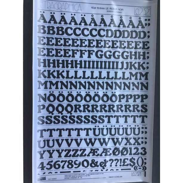 Letraset Letragraphica 2321 60pt. Le Robur Noir 15.8mm Upper Case