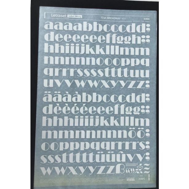 Letraset White 2394W 72pt. Broadway Lower Case Letters