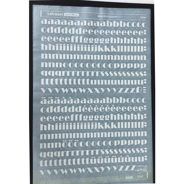 Letraset White 2396W 48pt. Broadway Lower Case Letters